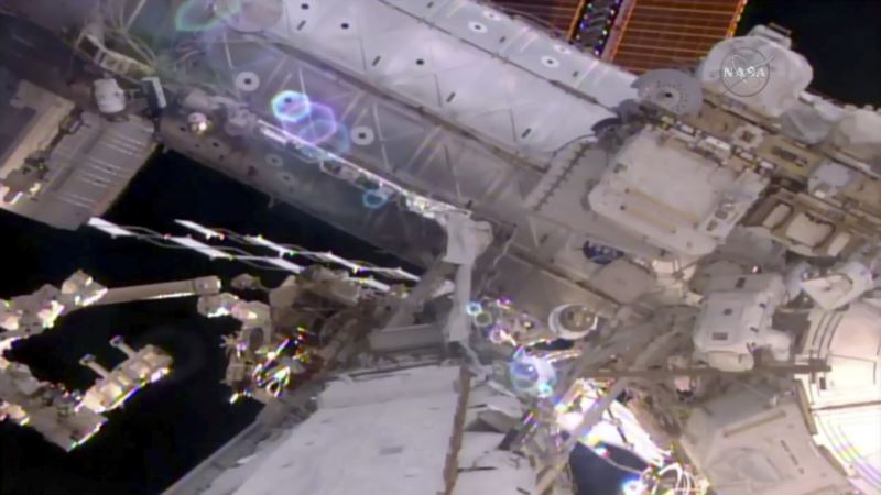 Spacewalking Astronauts Prep Station for New Parking Spot