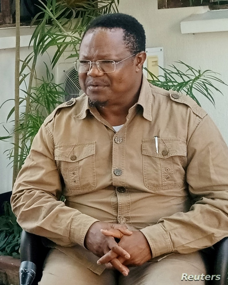 Tanzania's main opposition presidential candidate Tundu Lissu, speaks during a Reuters interview in Dar es Salaam, Tanzania…