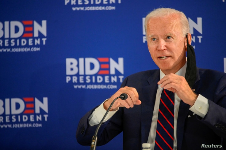 Democratic U.S. presidential candidate and former Vice President Joe Biden speaks at a campaign event devoted to the reopening…