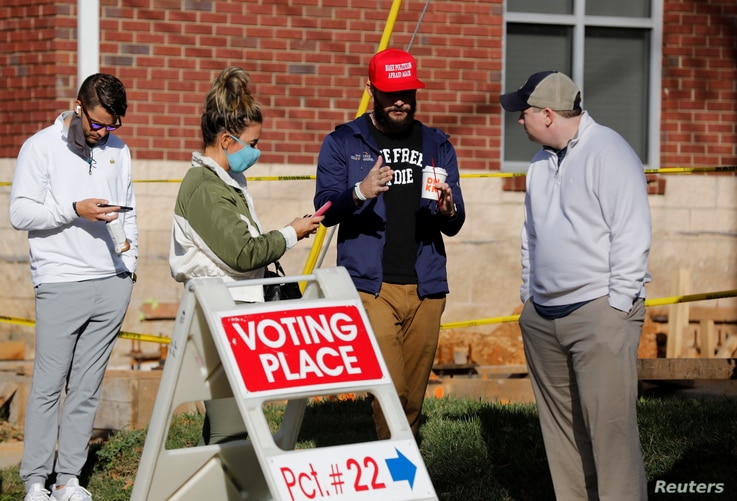 Voters line up at a polling station on Election Day in Charlotte, North Carolina, Nov. 3, 2020.  