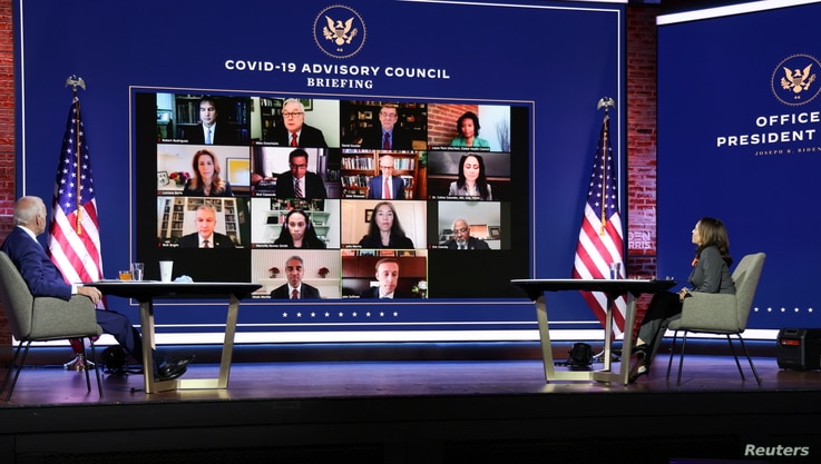 U.S. President-elect Joe Biden and Vice President-elect Kamala Harris hold a virtual meeting with coronavirus team.