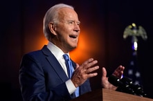 Democratic presidential candidate former Vice President Joe Biden speaks Friday, Nov. 6, 2020, in Wilmington, Del. (AP Photo…