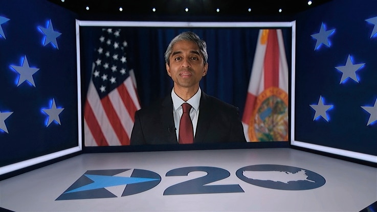 In this image from video, former U.S. Surgeon General Dr. Vivek Murthy speaks during the fourth night of the Democratic…