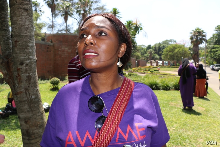 Edith Kambalame. led the of female journalists protests.. she says female journalists are fed up reporting about sexual abuses on wome and girls--photo by Lameck Masina.