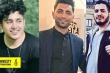 From right to left: Amirhossein Moradi, Mohammad Rajabi and Saeed Tamjidi who have been sentenced to death in connection with acts of arson that took place during protests in November 2019.