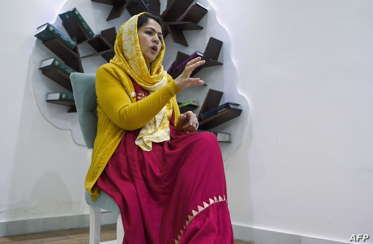 In this photo taken on February 18, 2019, Fawzia Koofi, a former member of Afghan Parliament and Chairperson of Women, Civil…
