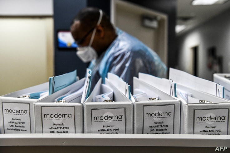 Biotechnology company Moderna protocol files for COVID-19 vaccinations are kept at the Research Centers of America in Hollywood…