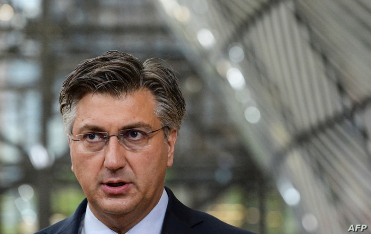 Croatia's Prime Minister Andrej Plenkovic arrives on the second day of a two days face-to-face EU summit, in Brussels, on…