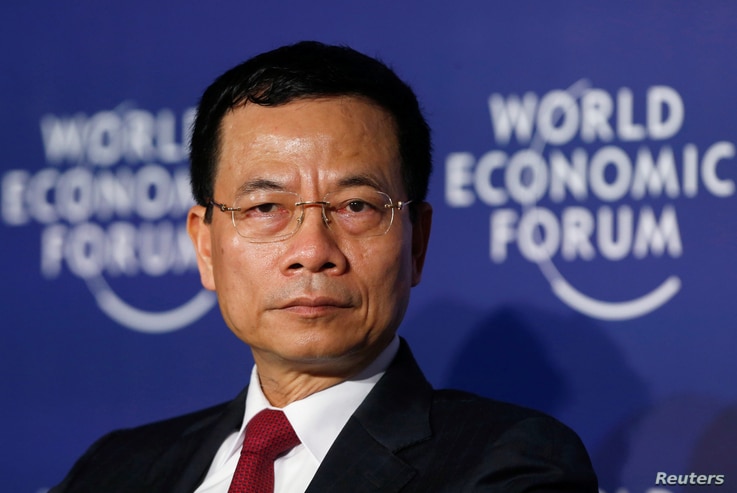 Vietnam's acting Minister of Information and Communication Nguyen Manh Hung attends the World Economic Forum on ASEAN at the…
