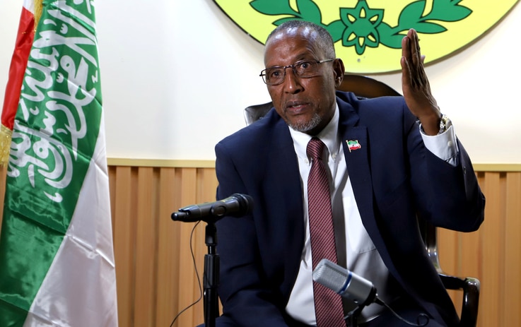 Muse Bihi Abdi, of Somaliland speaks during a news conference in his office in Hargeysa, in northern Somalia's semi-autonomous…