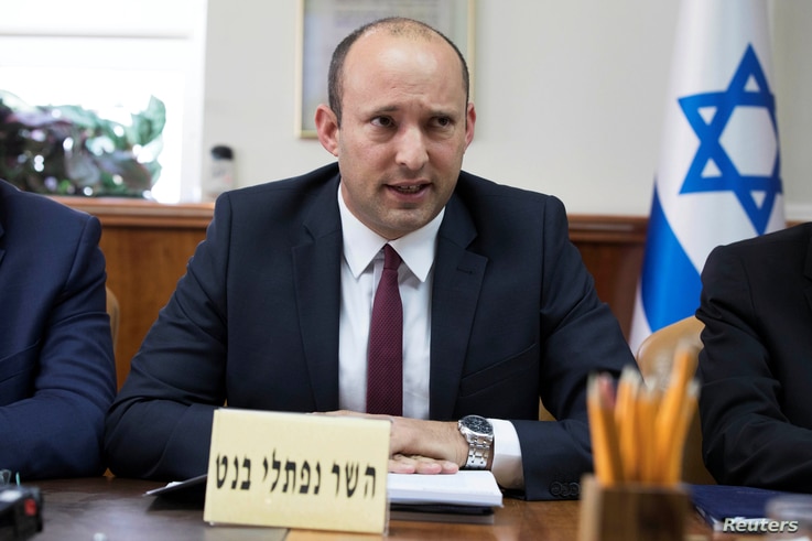 Israeli Education Minister Naftali Bennett attends the weekly cabinet meeting in Jerusalem January 27, 2019. Abir Sultan/Pool…