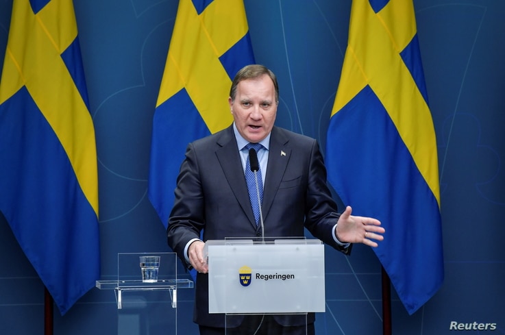 weden's Prime Minister Stefan Lofven speaks during a news conference updating on the coronavirus disease (COVID-19) situation,…