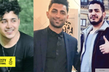 Undated photos of three Iranian men sentenced to death for participation in Iran's November 2019 antigovernment protests. From l