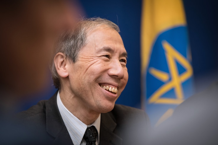 Donald Yamamoto, the new U.S. ambassador to Somalia, speaks during a press conference at the U.S. Embassy in Addis Ababa, Dec. 8, 2017. Yamamoto has 20 years of experience in Somalia and the East Africa region.