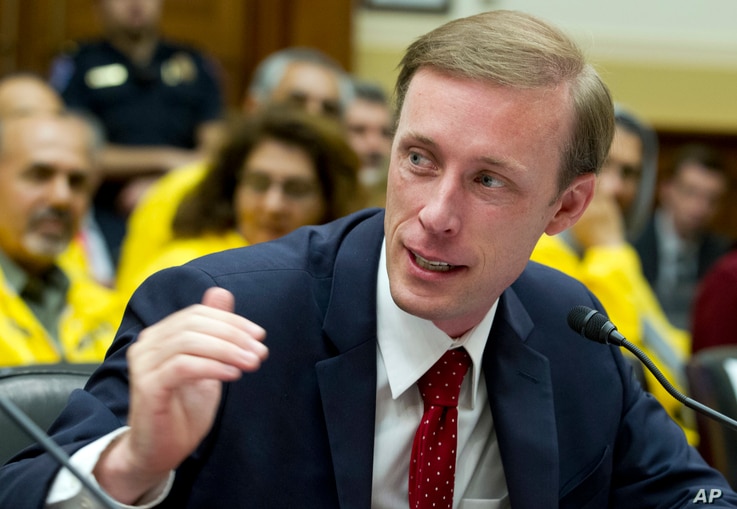 Former State Department Director of Policy Planning Jake Sullivan speaks during a hearing on Iran before the House Foreign…