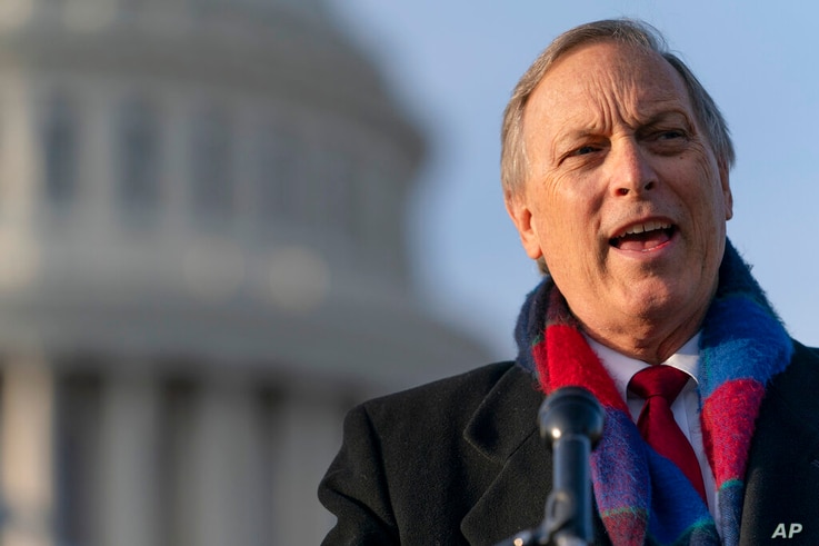 Freedom Caucus chairman Rep. Andy Biggs, R-Ariz., speaks on Capitol Hill, Thursday, Dec. 3, 2020, in Washington. (AP Photo…