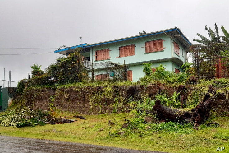 A house is shuttered in the preparation for cyclone Yasa in the Tamavua neighborhood of Suva, Fiji, Thursday, Dec. 17, 2020…
