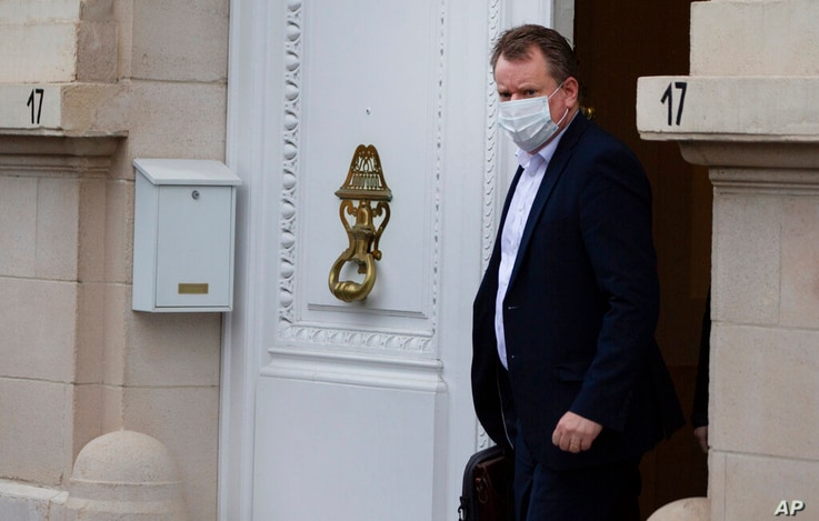 Britain's chief negotiator David Frost leaves the UK ambassadors residence in Brussels, Monday, Dec. 21, 2020. The United…
