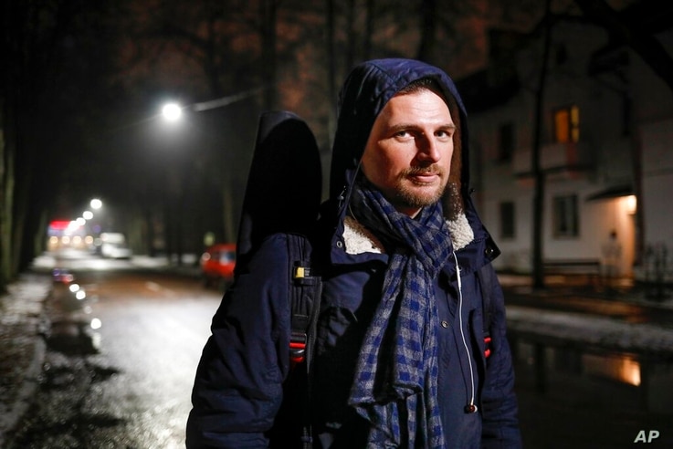 Kastus Lisetsky pose for a photo in a street in Minsk, Belarus, Friday, Dec. 18, 2020. Lisetsky, a 35-year-old musician, who…
