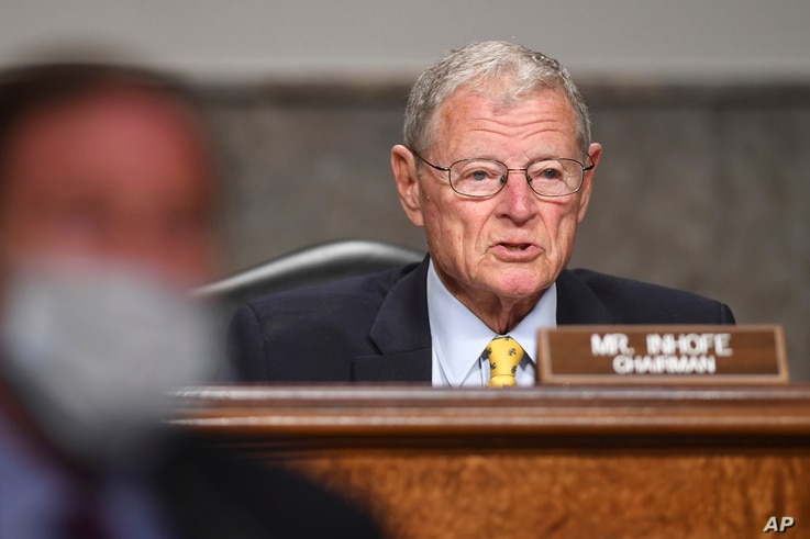 Senate Armed Services Chairman James Inhofe, R-Okla, questions Kenneth Braithwaite, nominated to be Secretary of the Navy, Gen…
