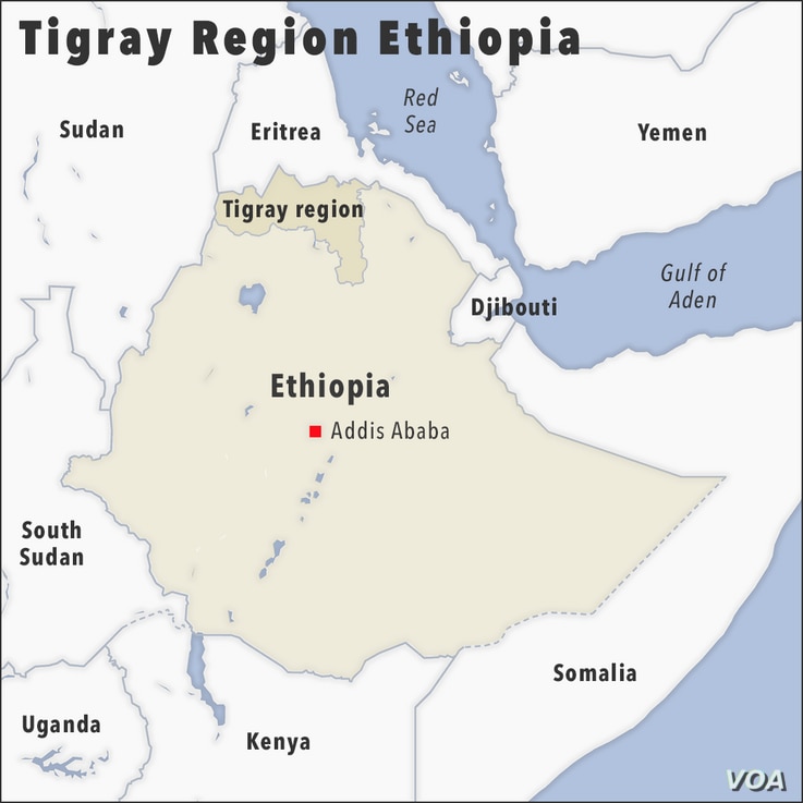 Map of Tigray region Ethiopia
