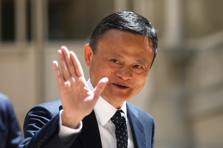 FILE - Founder of Alibaba group Jack Ma arrives for the Tech for Good summit in Paris, France, May 15, 2019. Ma recently stepped down as chairman of the e-commerce giant.