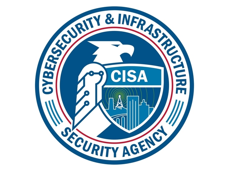 US Cybersecurity and Infrastructure Security Agency logo, graphic element on white
