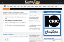 A portion of the home page of the Kashmir Times' online version. 
