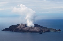 FILE PHOTO: An aerial view of the Whakaari, also known as White Island volcano, in New Zealand