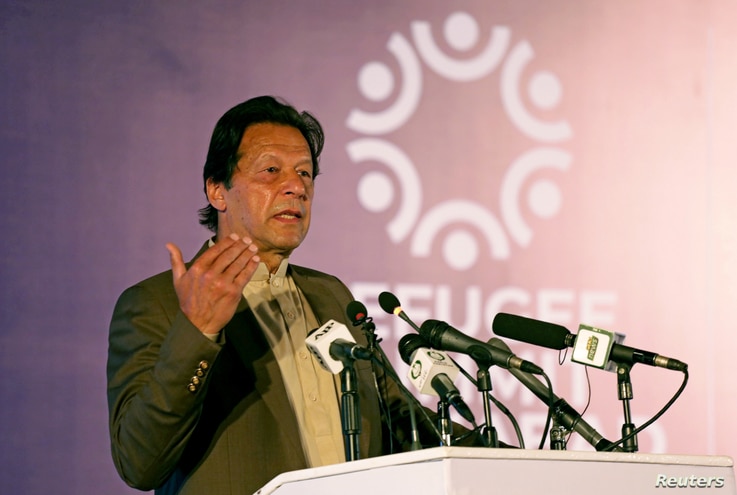 FILE - Pakistan's Prime Minister Imran Khan speaks during an international conference in Islamabad, Pakistan, Feb. 17, 2020.