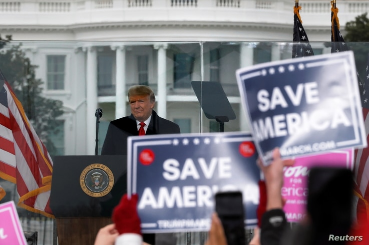 U.S. President Donald Trump holds a rally to contest the certification of the 2020 U.S. presidential election results.