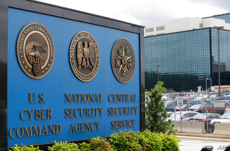FILE - This June 6, 2013 file photo, shows the sign outside the National Security Agency (NSA) campus in Fort Meade, Md.All…
