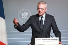 FILE - French Finance Minister Bruno Le Maire attends a press conference, June 10, 2020.